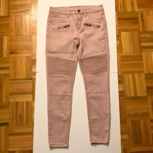 Pink Motorcycle Stretch Jeans